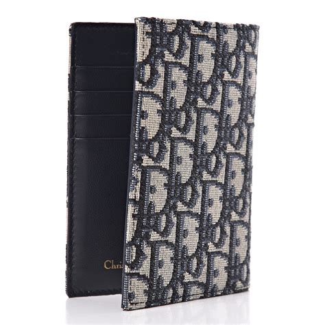 CHRISTIAN DIOR Oblique Passport Holder Blue.